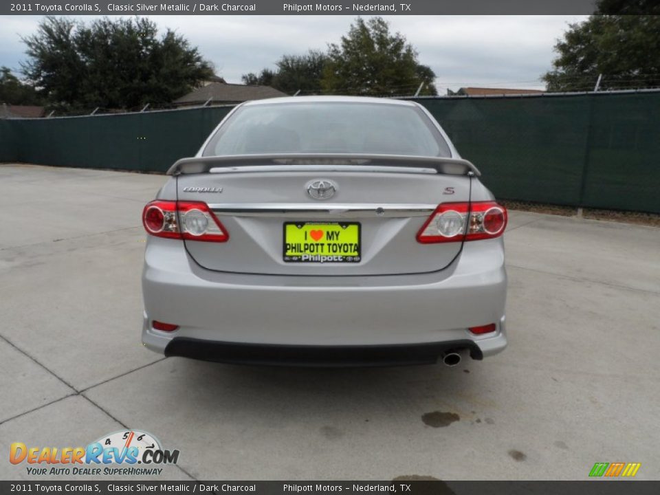 2011 Toyota Corolla S Classic Silver Metallic / Dark Charcoal Photo #4