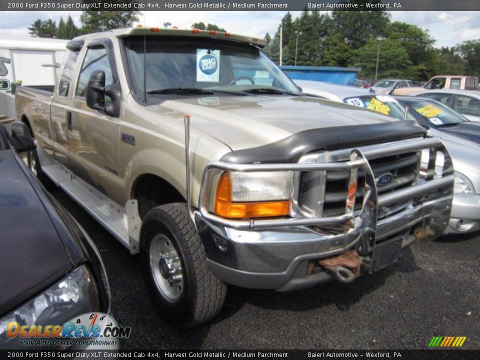2000 Ford F350 Super Duty XLT Extended Cab 4x4 Harvest Gold Metallic / Medium Parchment Photo #1