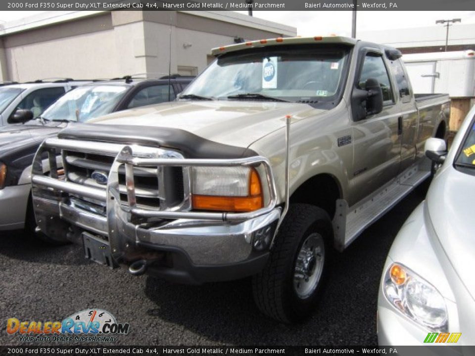 2000 Ford F350 Super Duty XLT Extended Cab 4x4 Harvest Gold Metallic / Medium Parchment Photo #3