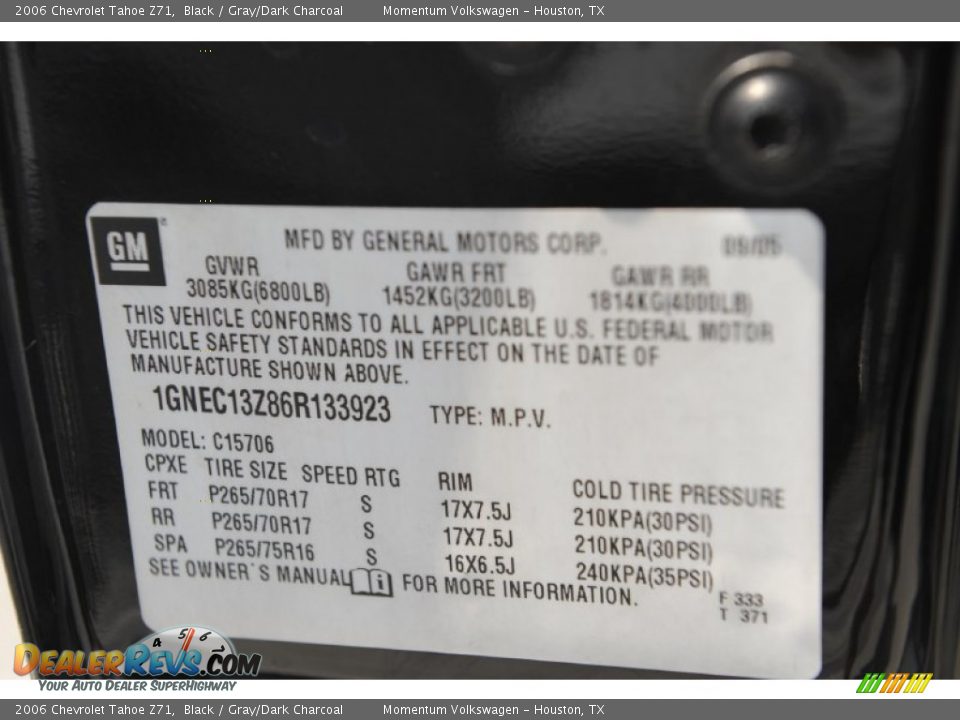 2006 Chevrolet Tahoe Z71 Black / Gray/Dark Charcoal Photo #13