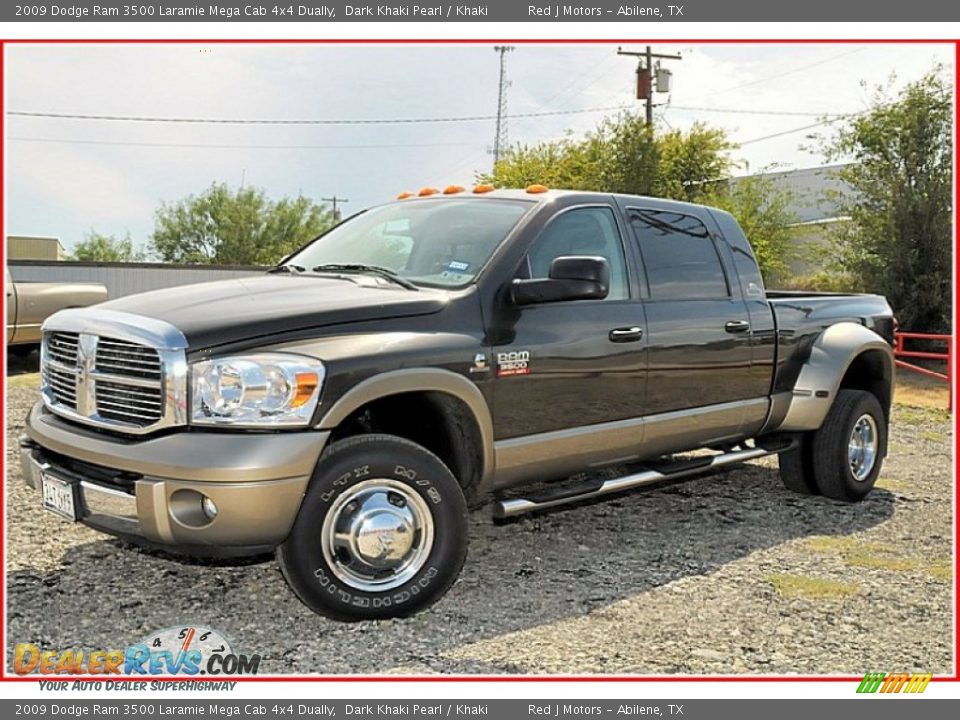 2009 Dodge Ram 3500 Laramie Mega Cab 4x4 Dually Dark Khaki Pearl / Khaki Photo #1