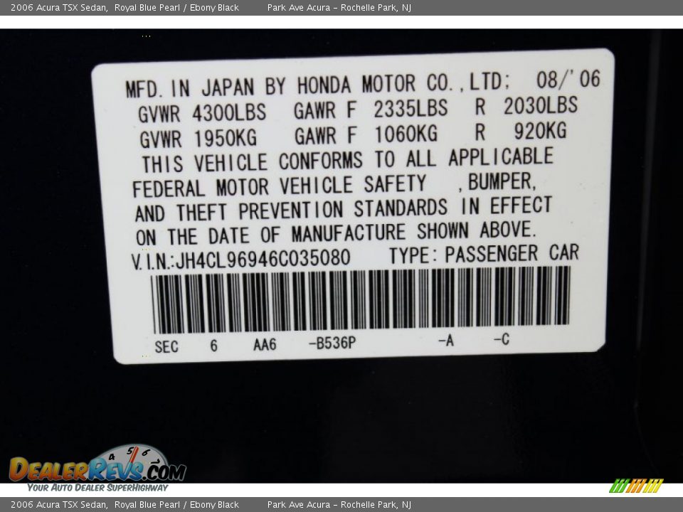 2006 Acura TSX Sedan Royal Blue Pearl / Ebony Black Photo #34
