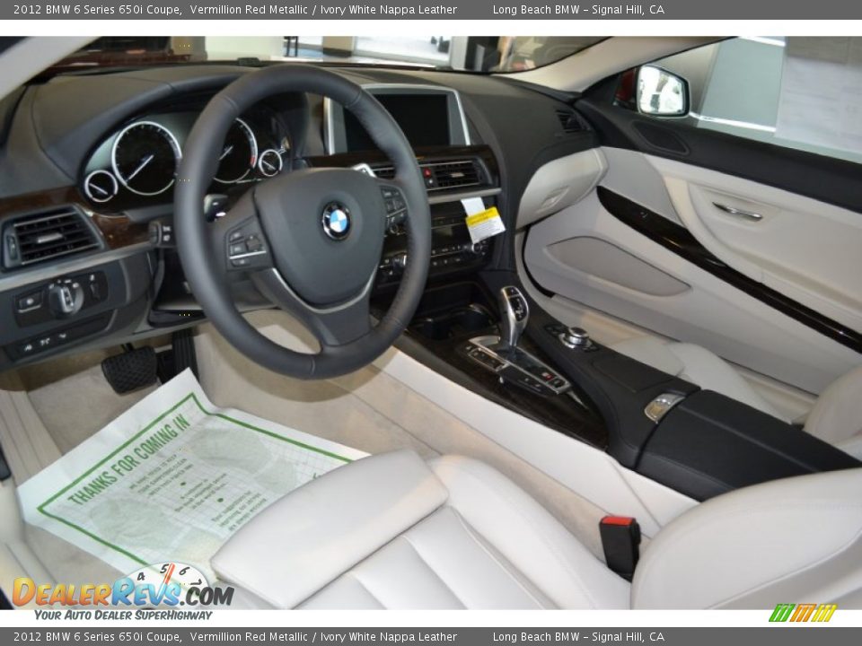 Ivory White Nappa Leather Interior - 2012 BMW 6 Series 650i Coupe Photo #4