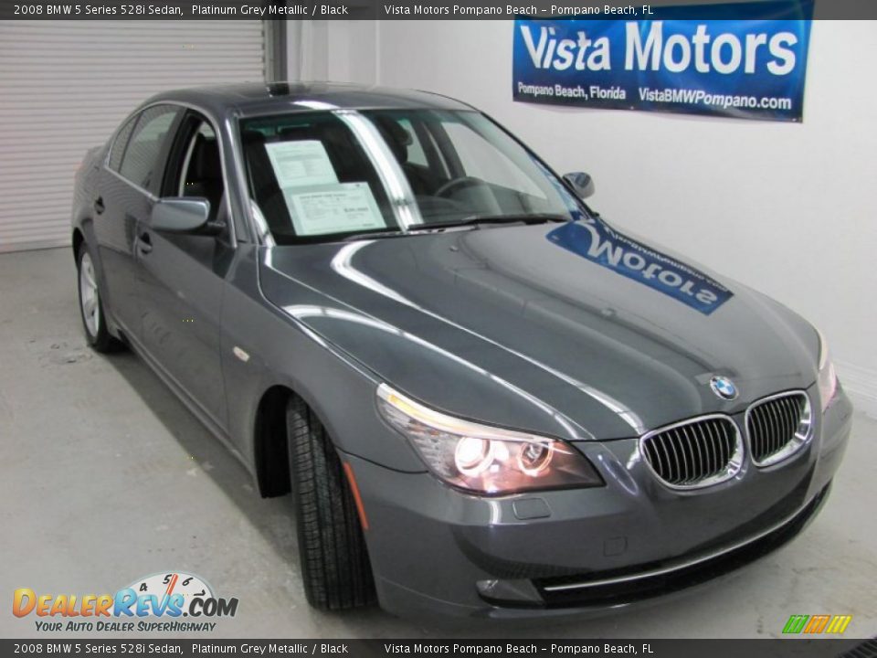 2008 BMW 5 Series 528i Sedan Platinum Grey Metallic / Black Photo #1