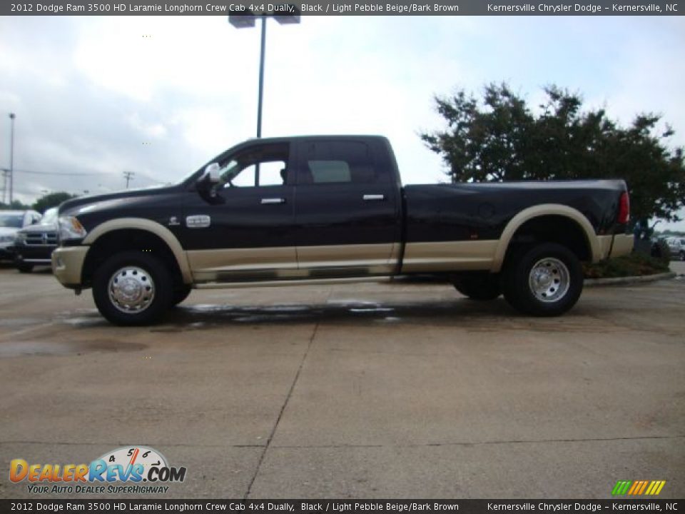 2012 Dodge Ram 3500 HD Laramie Longhorn Crew Cab 4x4 Dually Black / Light Pebble Beige/Bark Brown Photo #2