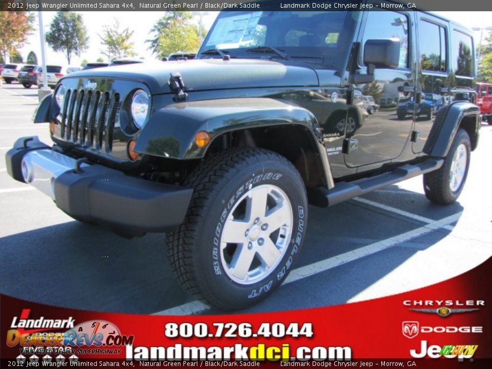 2012 Jeep Wrangler Unlimited Sahara 4x4 Natural Green Pearl / Black/Dark Saddle Photo #1