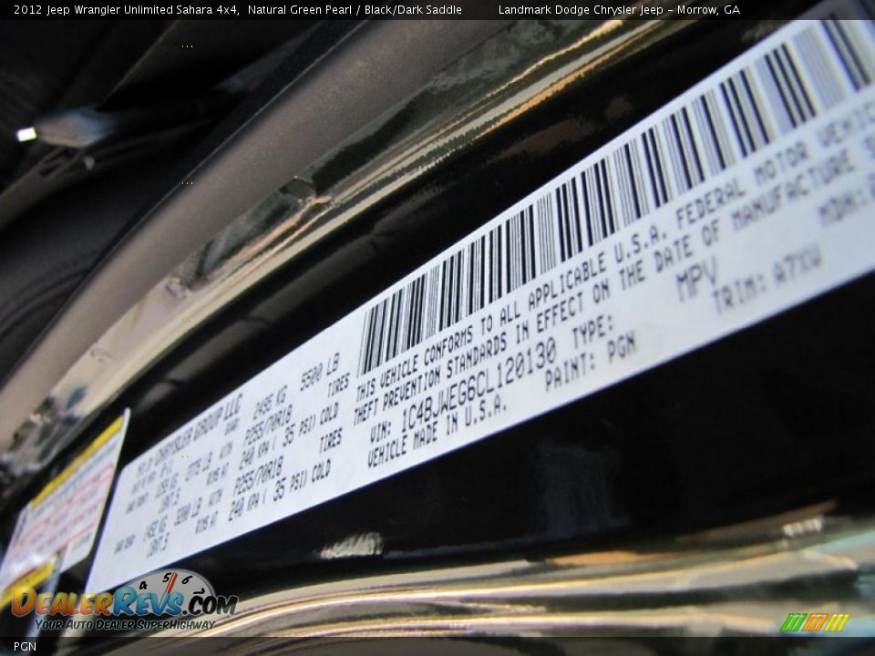 Jeep Color Code PGN Natural Green Pearl