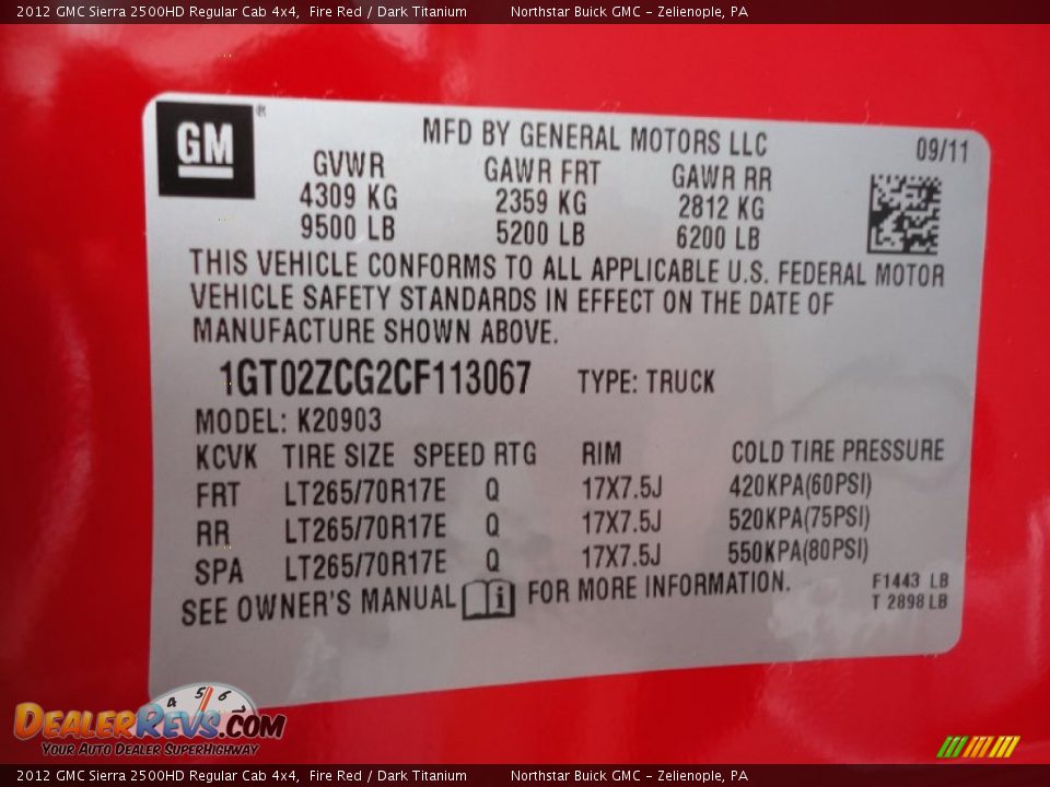 2012 GMC Sierra 2500HD Regular Cab 4x4 Fire Red / Dark Titanium Photo #20