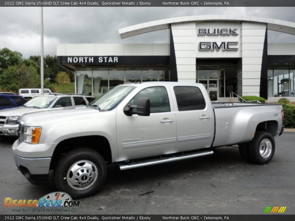 2012 GMC Sierra 3500HD SLT Crew Cab 4x4 Dually Quicksilver Metallic / Ebony Photo #1