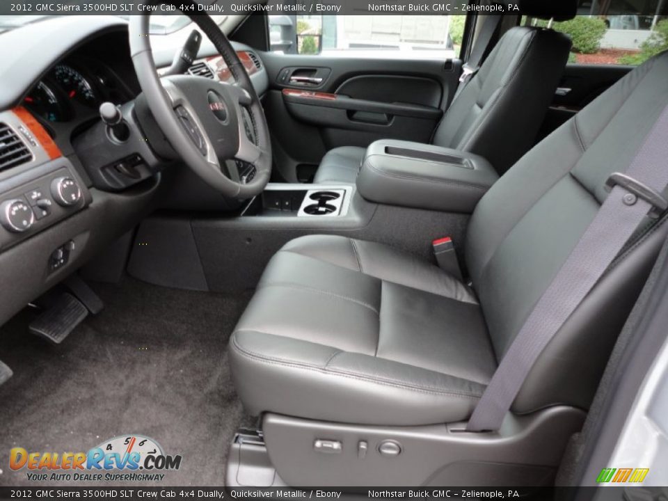 Ebony Interior - 2012 GMC Sierra 3500HD SLT Crew Cab 4x4 Dually Photo #12