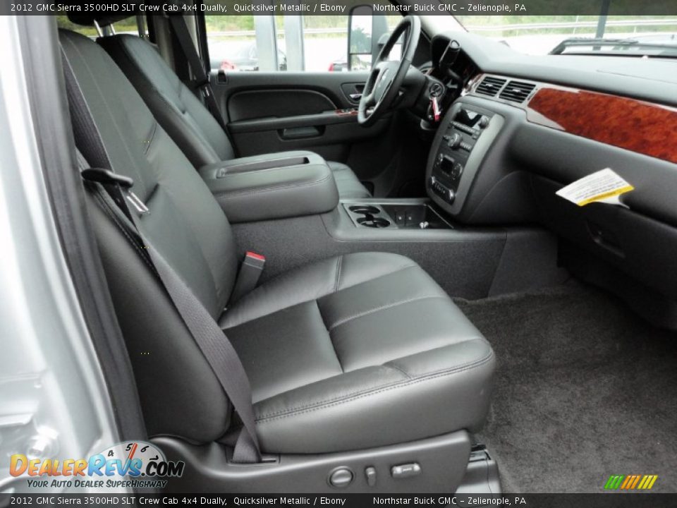 Ebony Interior - 2012 GMC Sierra 3500HD SLT Crew Cab 4x4 Dually Photo #16