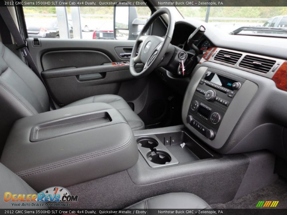 Ebony Interior - 2012 GMC Sierra 3500HD SLT Crew Cab 4x4 Dually Photo #17