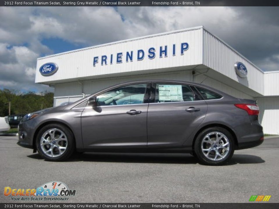 2012 Ford Focus Titanium Sedan Sterling Grey Metallic / Charcoal Black Leather Photo #1