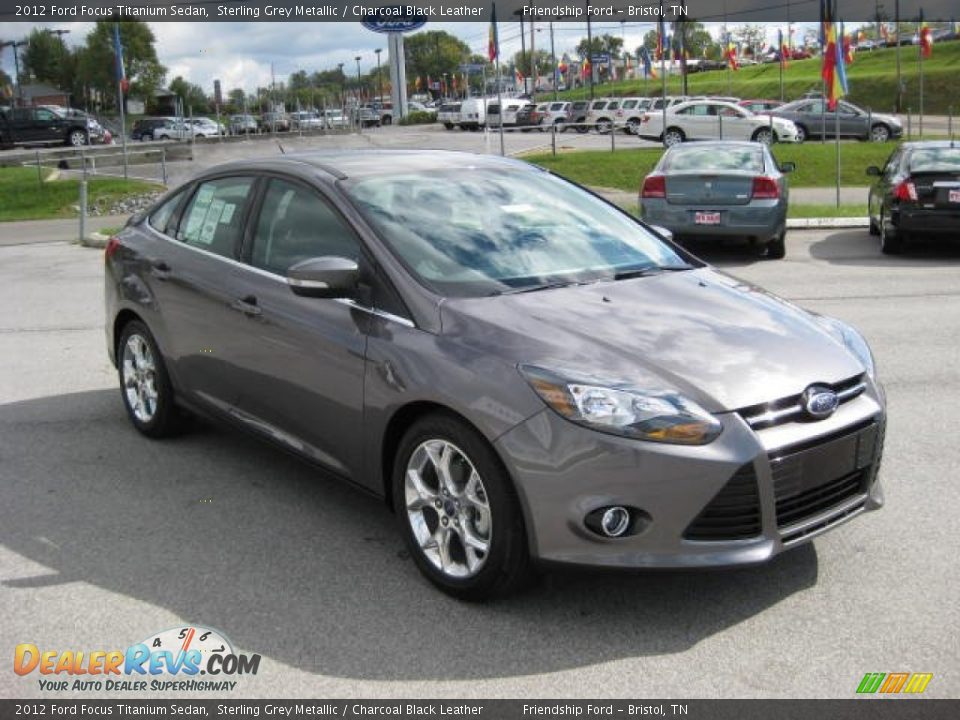 2012 Ford Focus Titanium Sedan Sterling Grey Metallic / Charcoal Black Leather Photo #4