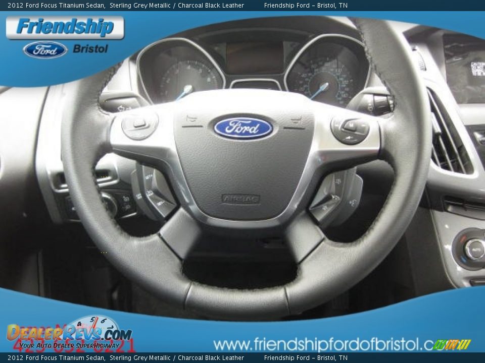 2012 Ford Focus Titanium Sedan Sterling Grey Metallic / Charcoal Black Leather Photo #29