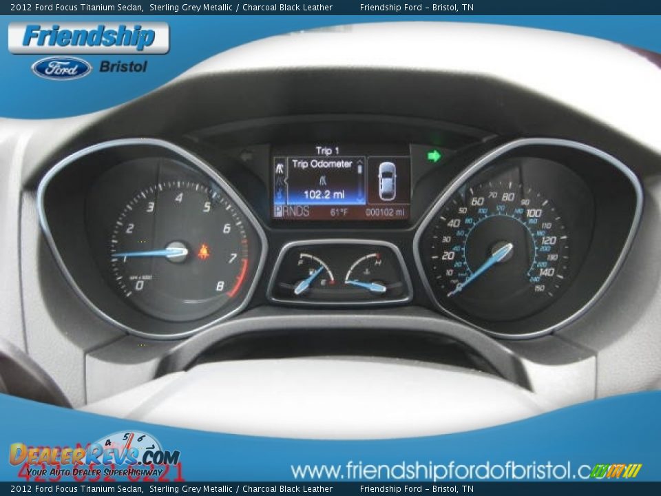 2012 Ford Focus Titanium Sedan Sterling Grey Metallic / Charcoal Black Leather Photo #30