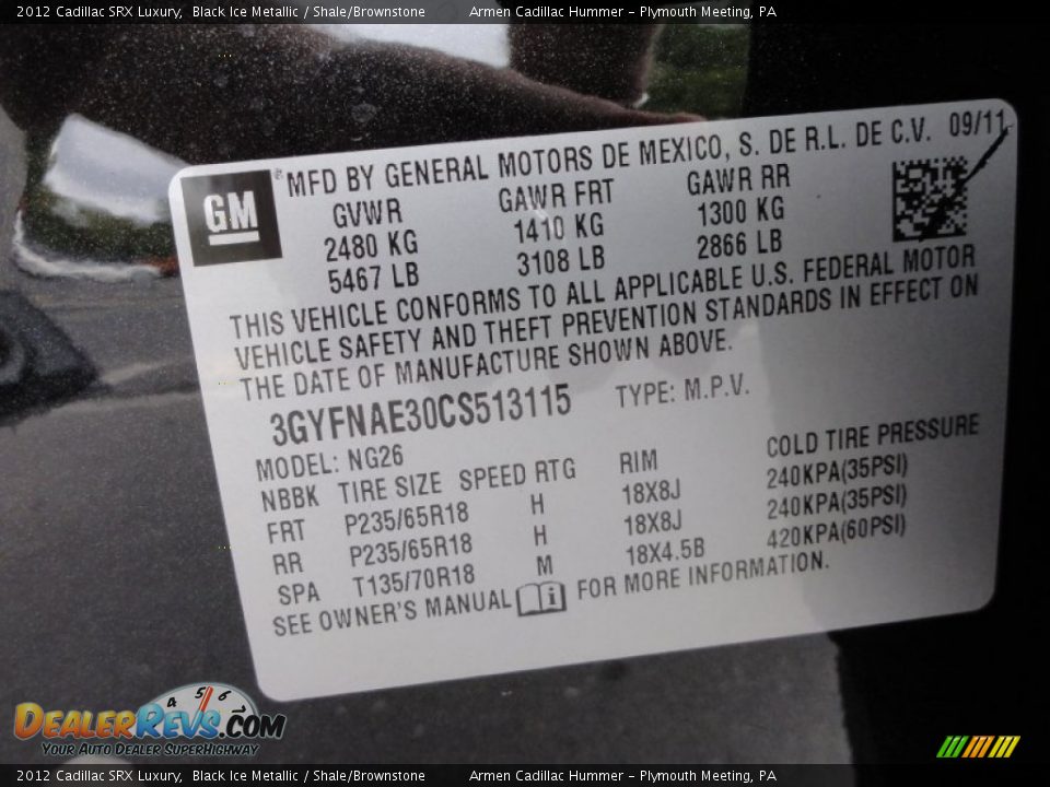 2012 Cadillac SRX Luxury Black Ice Metallic / Shale/Brownstone Photo #13