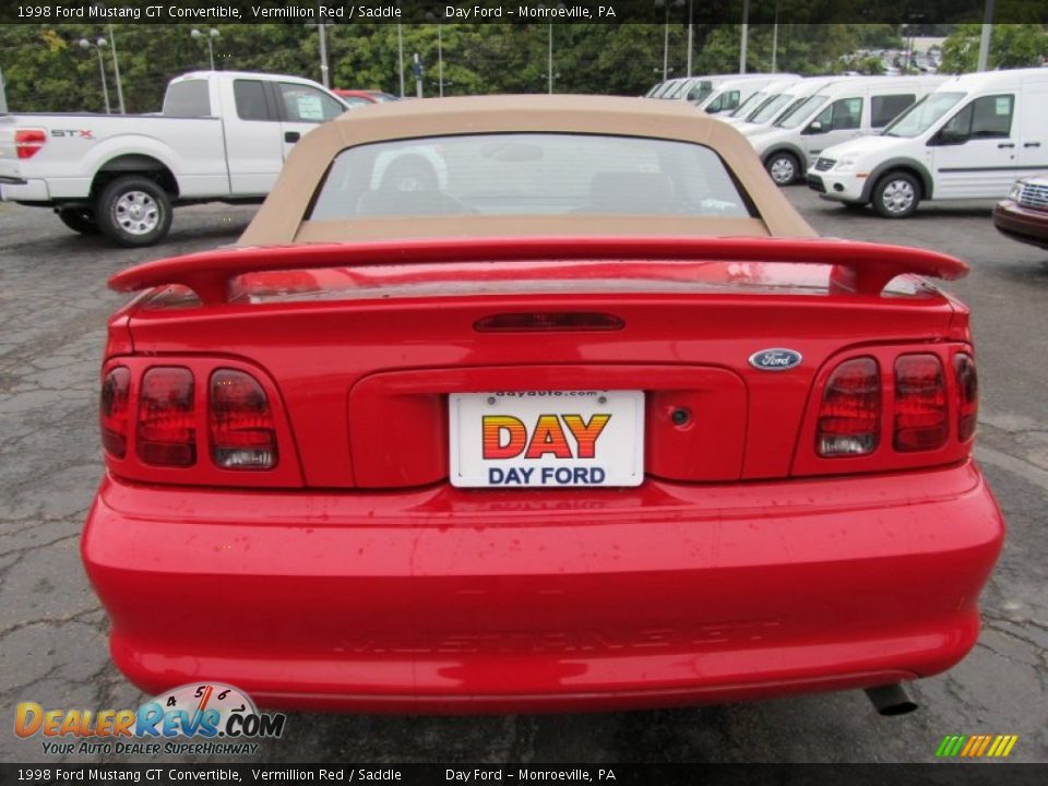 1998 Ford Mustang GT Convertible Vermillion Red / Saddle Photo #3