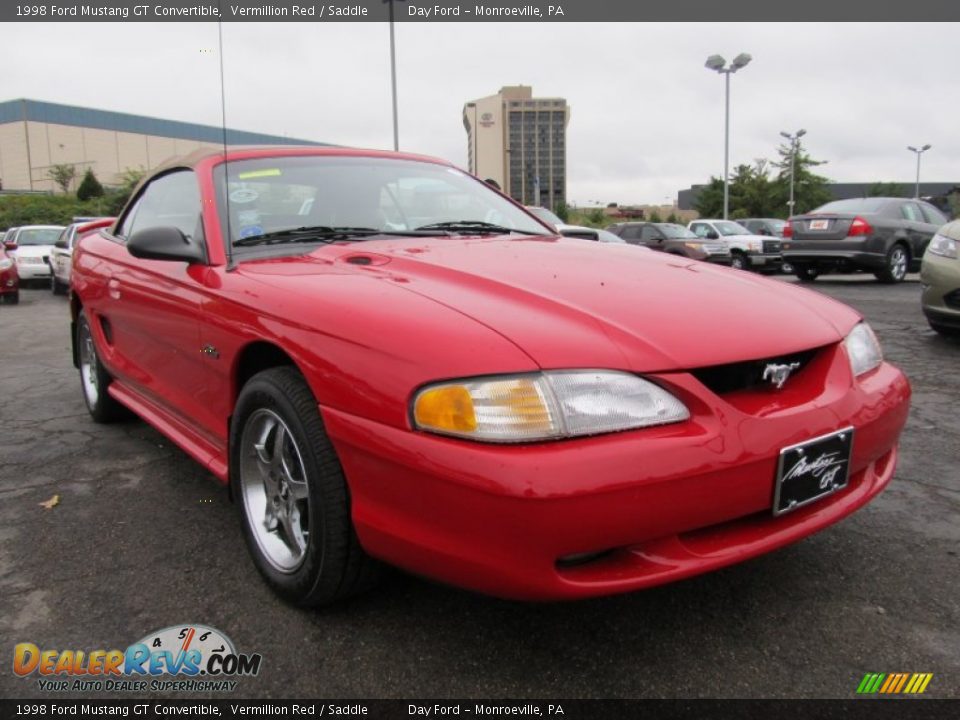 1998 Ford Mustang GT Convertible Vermillion Red / Saddle Photo #5