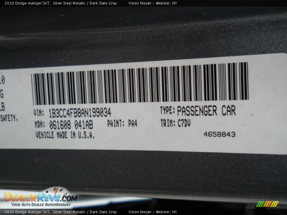 2010 Dodge Avenger SXT Silver Steel Metallic / Dark Slate Gray Photo #22