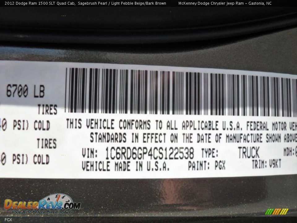 Dodge Color Code PGX Sagebrush Pearl