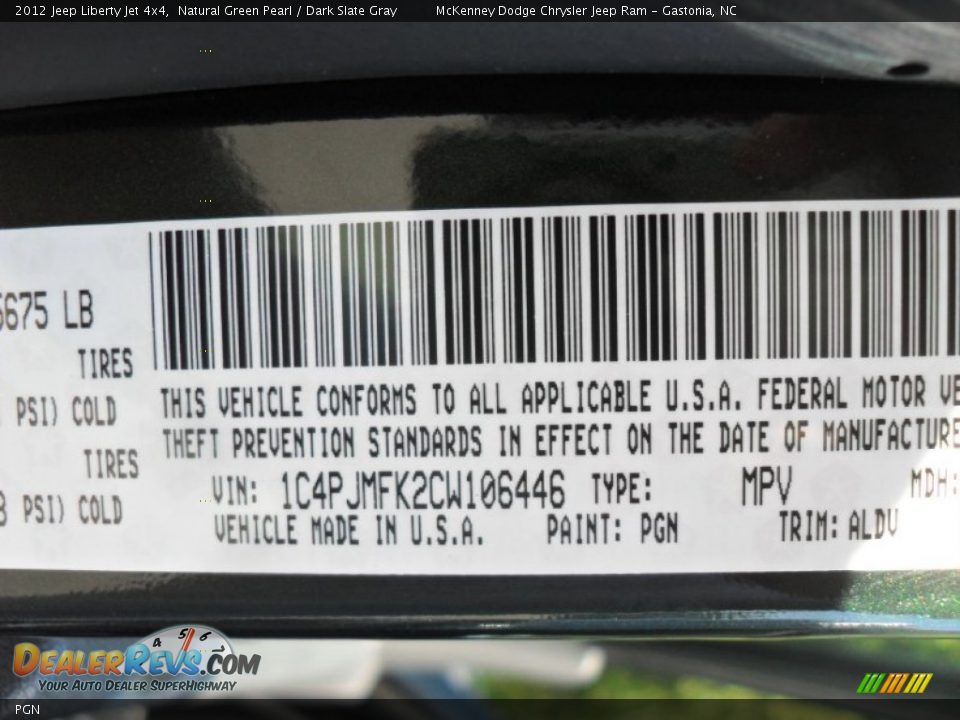 Jeep Color Code PGN Natural Green Pearl