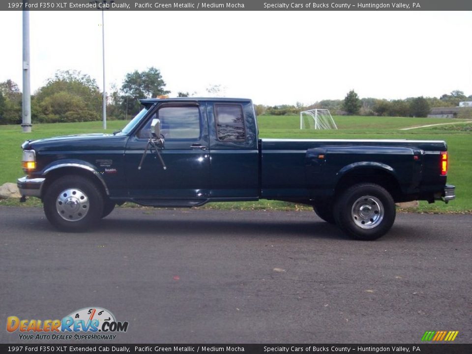 1997 Ford F350 XLT Extended Cab Dually Pacific Green Metallic / Medium Mocha Photo #4