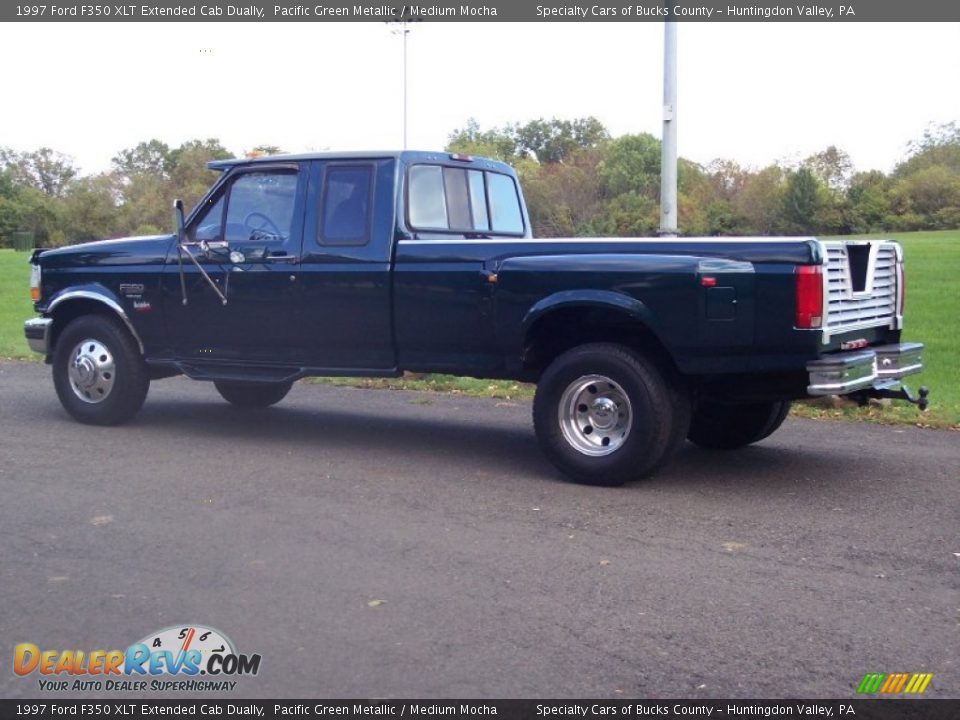 1997 Ford F350 XLT Extended Cab Dually Pacific Green Metallic / Medium Mocha Photo #5