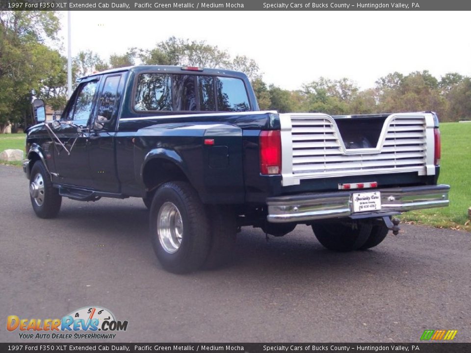 1997 Ford F350 XLT Extended Cab Dually Pacific Green Metallic / Medium Mocha Photo #6