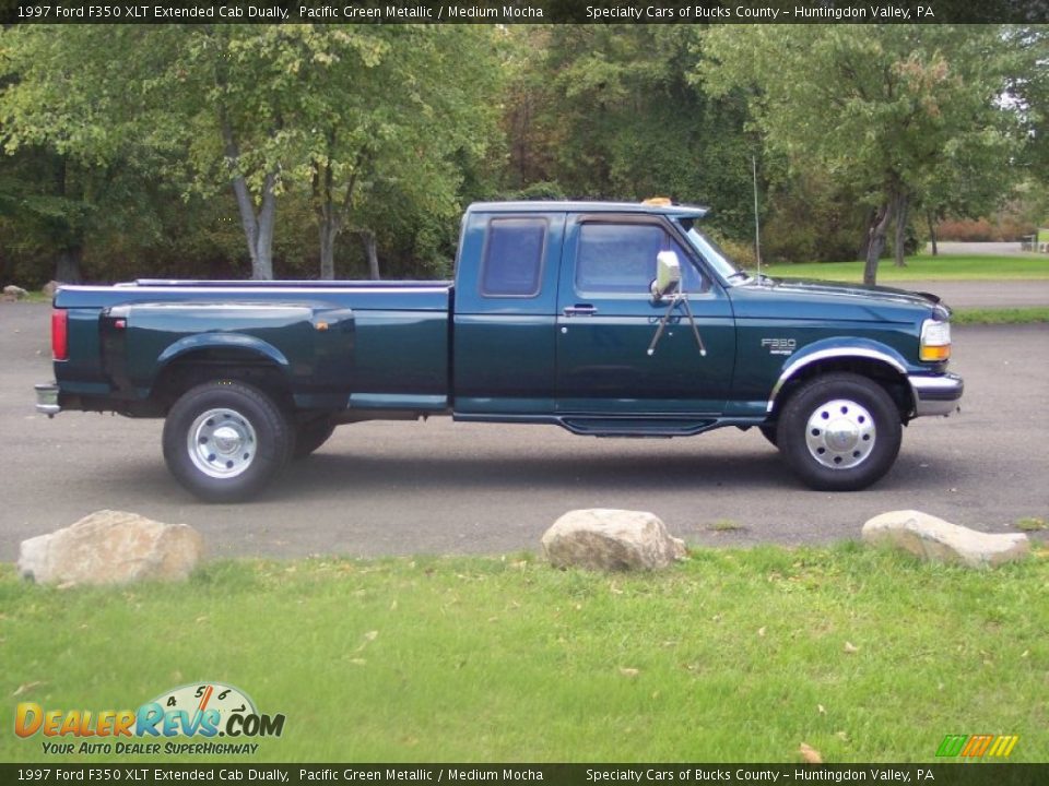 Pacific Green Metallic 1997 Ford F350 XLT Extended Cab Dually Photo #11