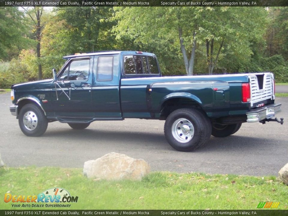 1997 Ford F350 XLT Extended Cab Dually Pacific Green Metallic / Medium Mocha Photo #17