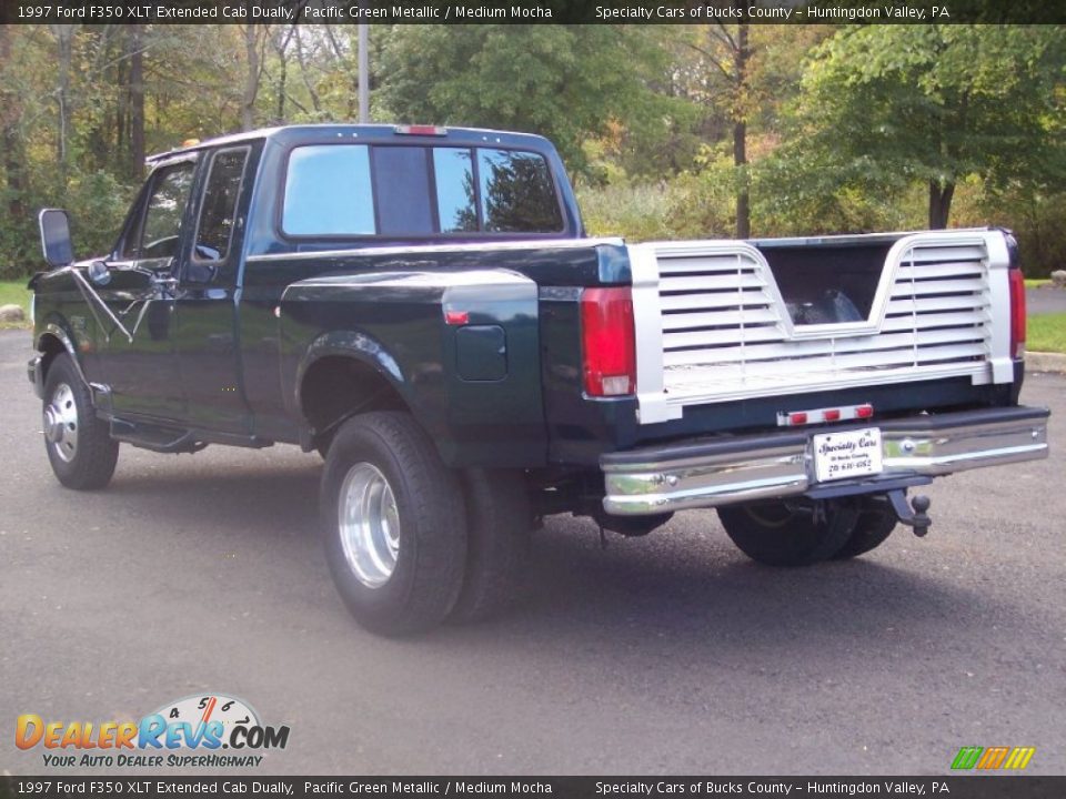 1997 Ford F350 XLT Extended Cab Dually Pacific Green Metallic / Medium Mocha Photo #18