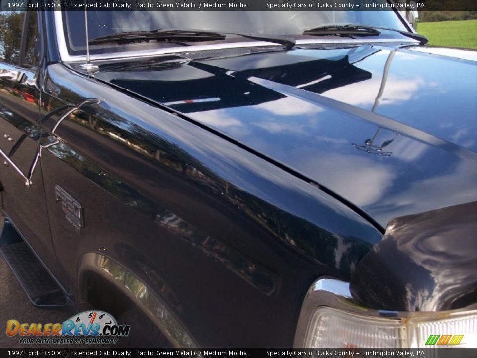 1997 Ford F350 XLT Extended Cab Dually Pacific Green Metallic / Medium Mocha Photo #20