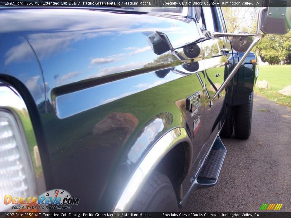 1997 Ford F350 XLT Extended Cab Dually Pacific Green Metallic / Medium Mocha Photo #23