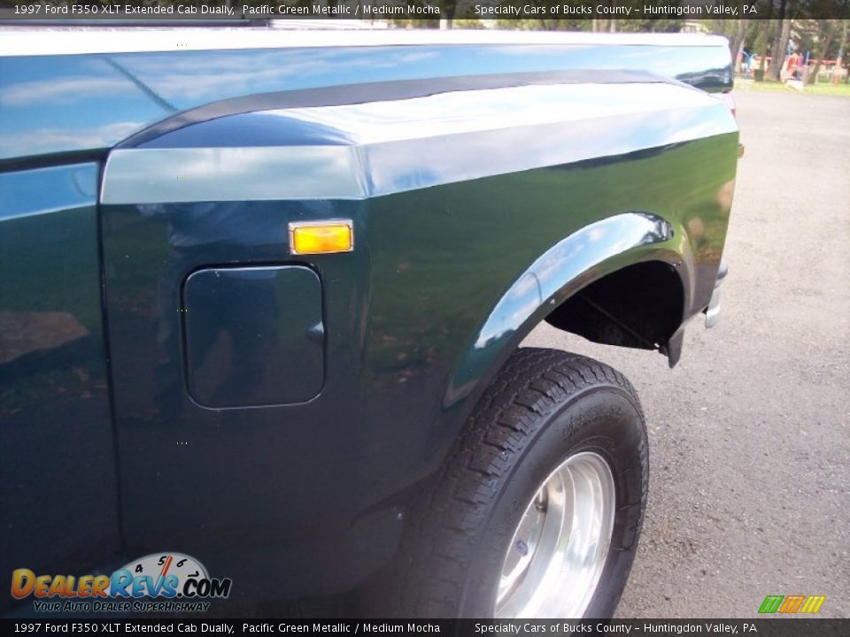 1997 Ford F350 XLT Extended Cab Dually Pacific Green Metallic / Medium Mocha Photo #28