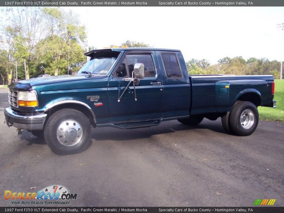 1997 Ford F350 XLT Extended Cab Dually Pacific Green Metallic / Medium Mocha Photo #33