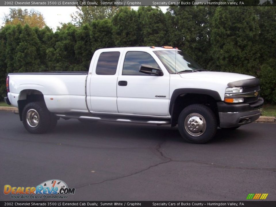 2002 Chevrolet Silverado 3500 LS Extended Cab Dually Summit White / Graphite Photo #2