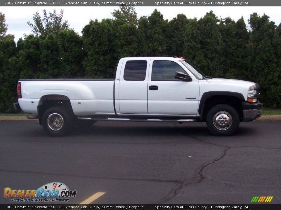 2002 Chevrolet Silverado 3500 LS Extended Cab Dually Summit White / Graphite Photo #3