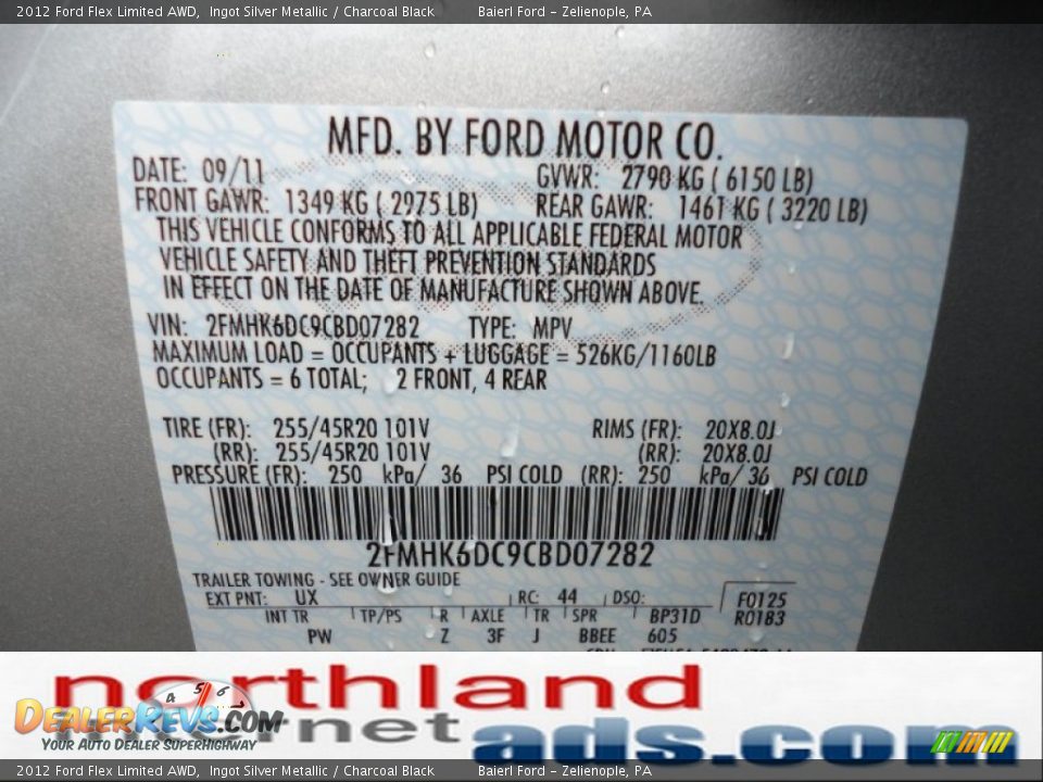 2012 Ford Flex Limited AWD Ingot Silver Metallic / Charcoal Black Photo #20