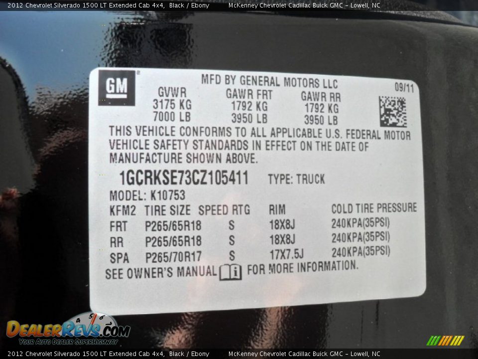 2012 Chevrolet Silverado 1500 LT Extended Cab 4x4 Black / Ebony Photo #6