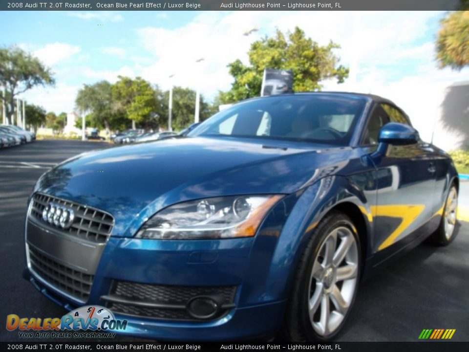 2008 Audi TT 2.0T Roadster Ocean Blue Pearl Effect / Luxor Beige Photo #14