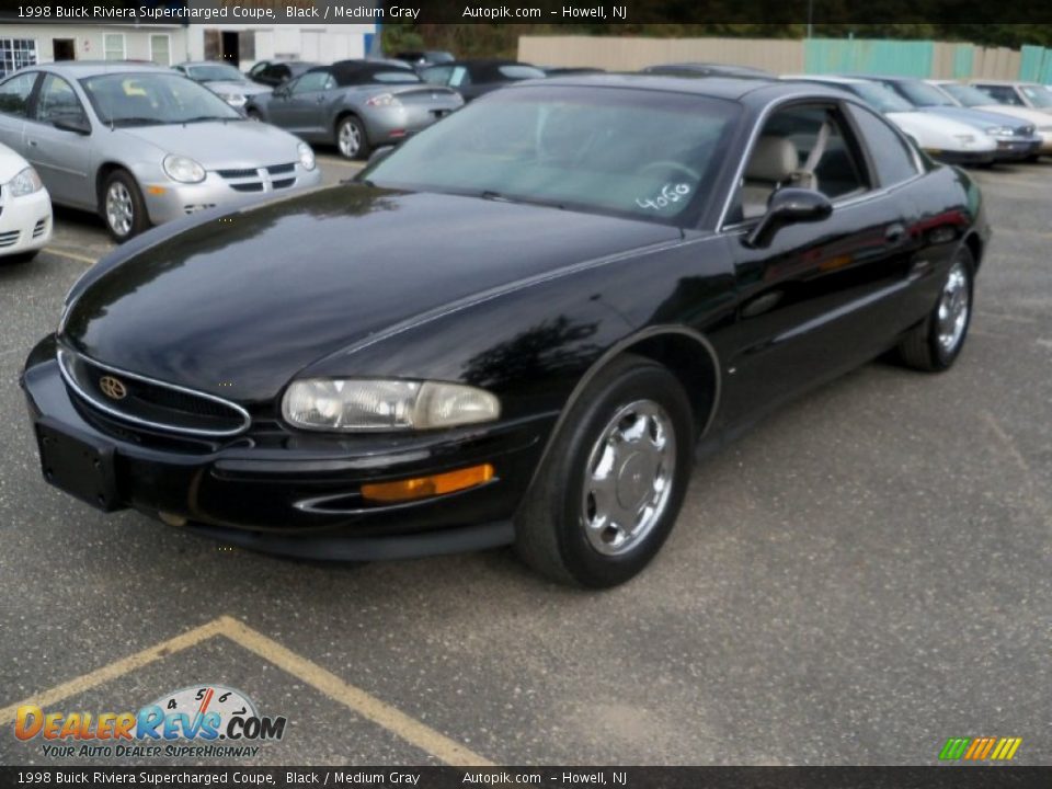 1998 Buick Riviera Supercharged Coupe Black / Medium Gray Photo #3