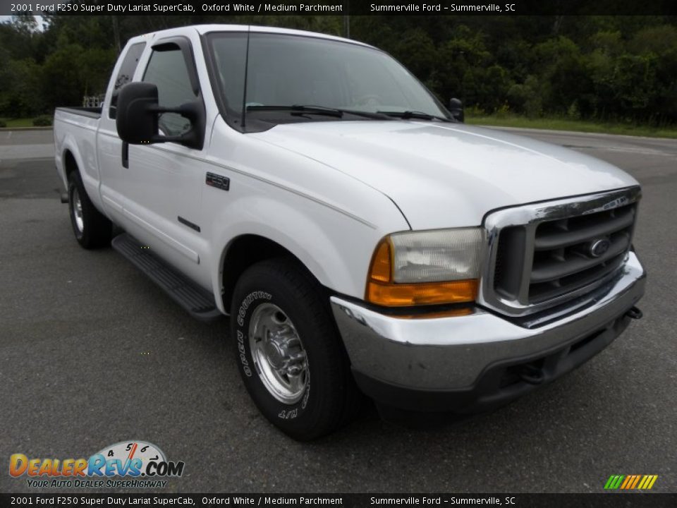 2001 Ford F250 Super Duty Lariat SuperCab Oxford White / Medium Parchment Photo #1
