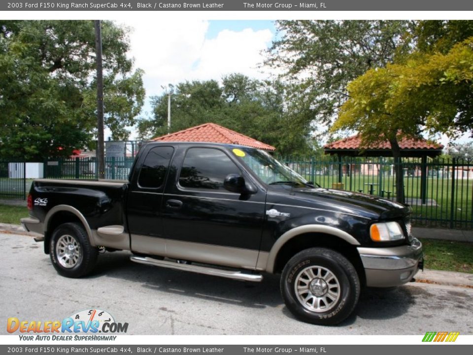 2003 Ford F150 King Ranch SuperCab 4x4 Black / Castano Brown Leather Photo #11