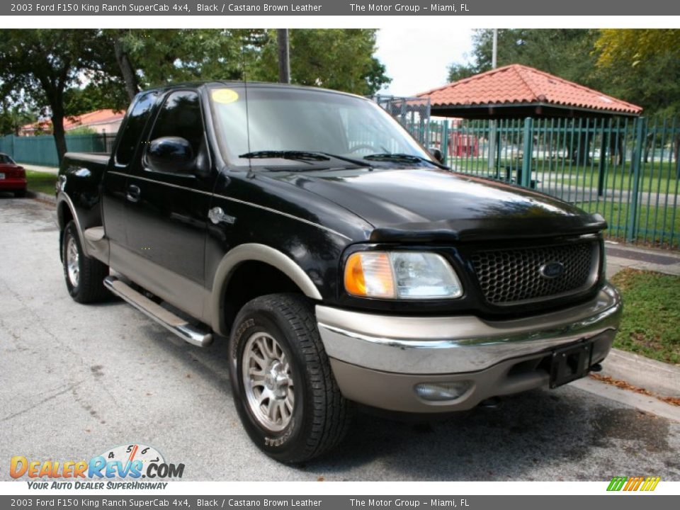2003 Ford F150 King Ranch SuperCab 4x4 Black / Castano Brown Leather Photo #14
