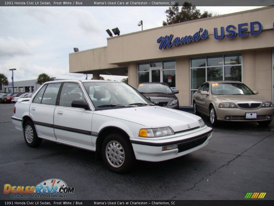 1991 Honda Civic LX Sedan Frost White / Blue Photo #2