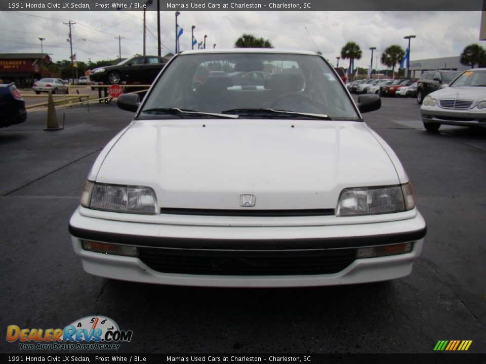1991 Honda Civic LX Sedan Frost White / Blue Photo #3