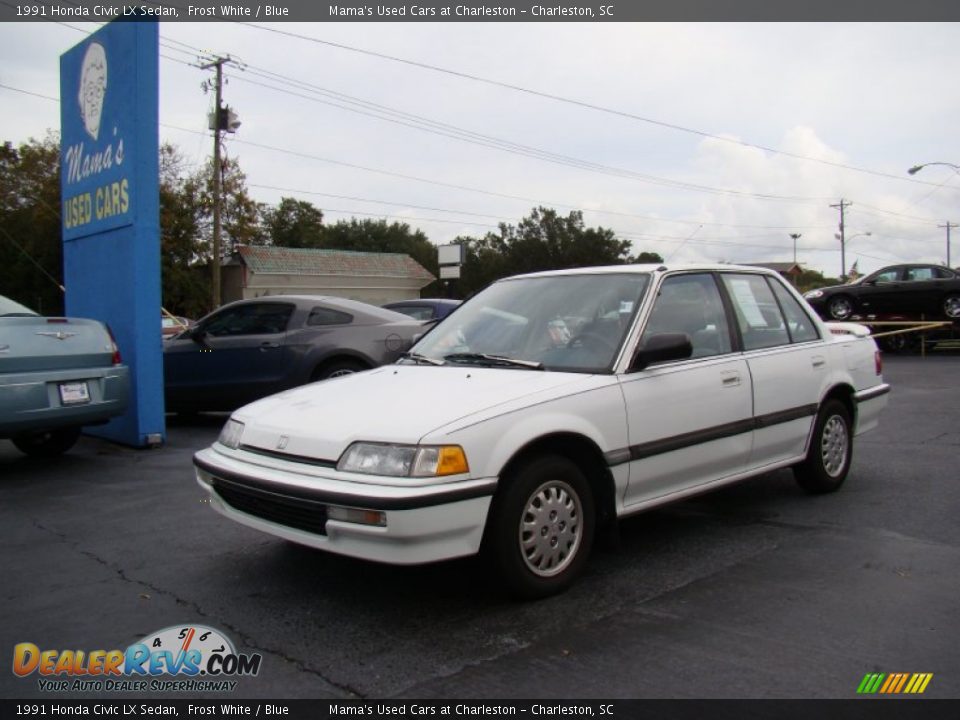 1991 Honda Civic LX Sedan Frost White / Blue Photo #4
