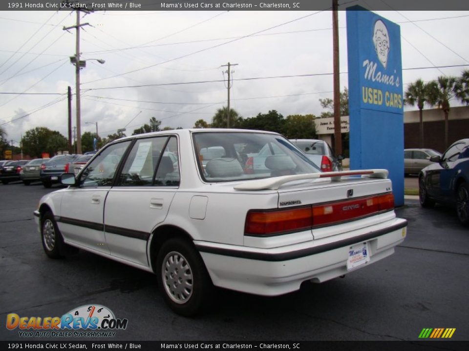 1991 Honda Civic LX Sedan Frost White / Blue Photo #6