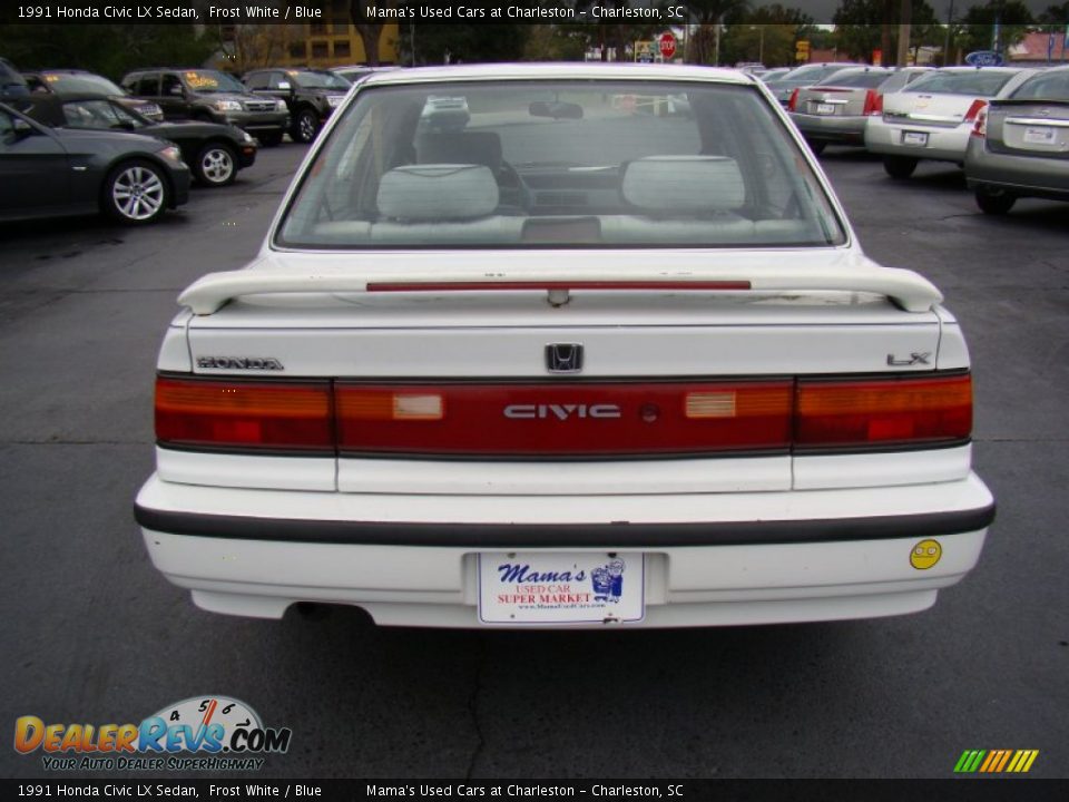 1991 Honda Civic LX Sedan Frost White / Blue Photo #7